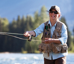 A woman fly fishing