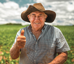 Old man with thubms up